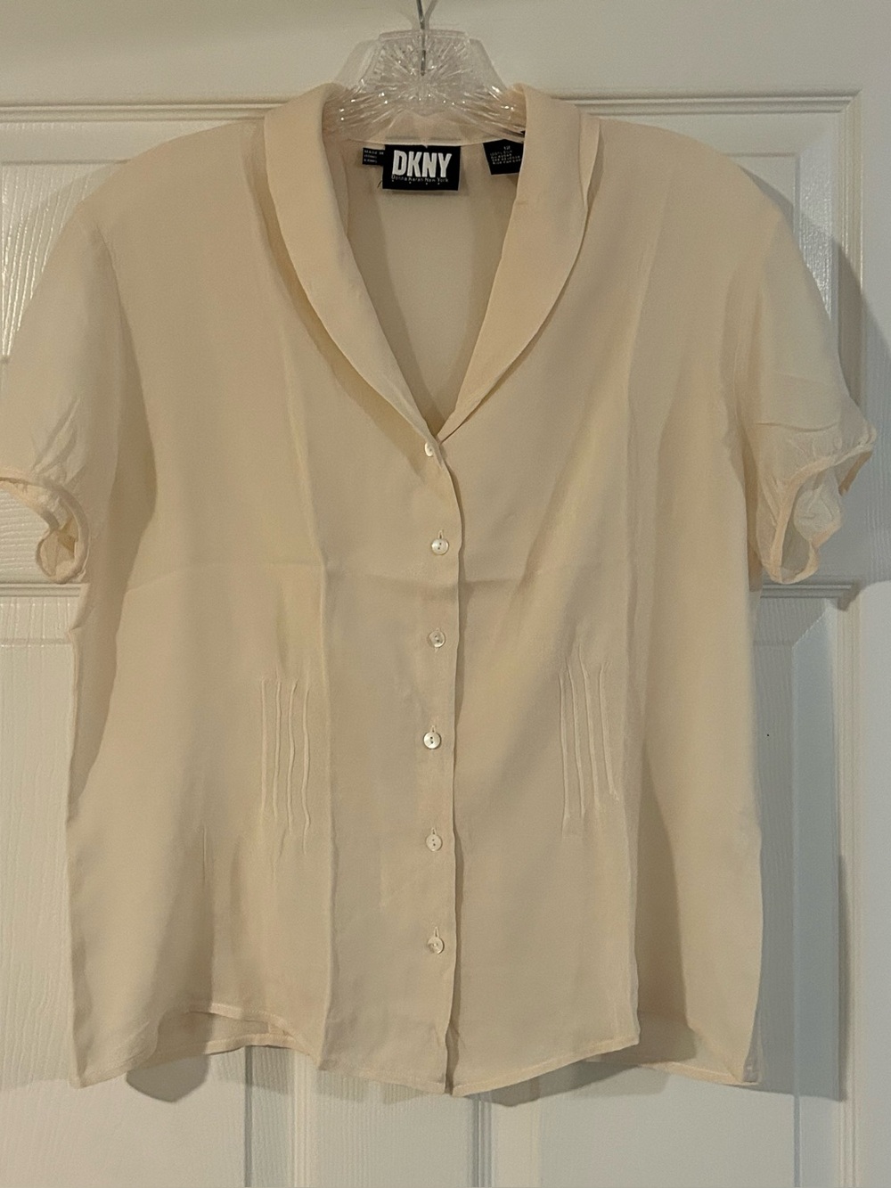 DKNY Vintage Silk Sheer Short Sleeve Blouse